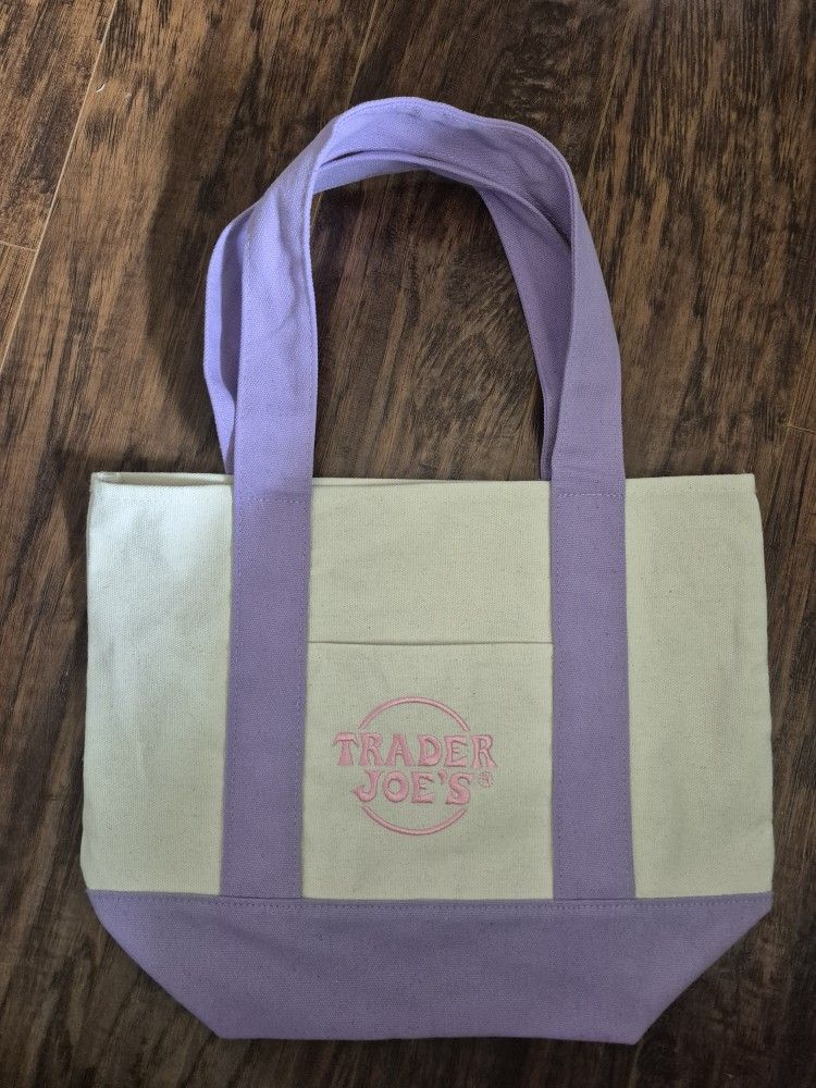 Trader Joe's Mini Pastel Canvas Tote Bag (Lavender)