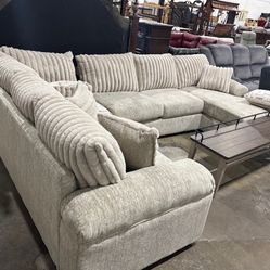 Comfy Grey Sectional With Chaise, No Money Down 0% Interest, Same Day Delivery 