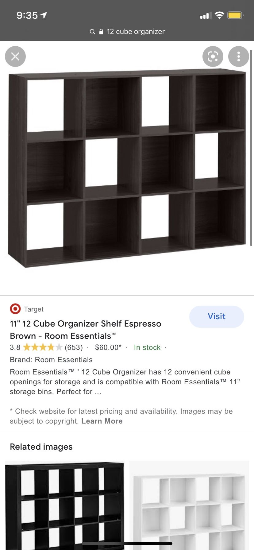 12 Cube Organizer Shelf Espresso