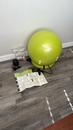 Exercise Ball, Pump And Elastic Workout Bands