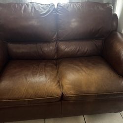 Brown Leather Couch (LOVE SEAT)