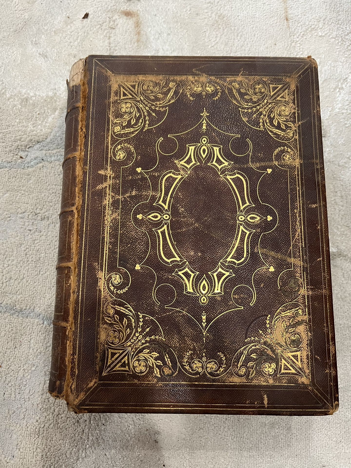 1846 Harper & Brothers “The Illuminated Bible” – Antique Leather Folio – Illustrated Old & New Testaments + Apocrypha – Rare Victorian Edition 