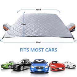 helloleiboo Car Windshield Snow Cover Ice Cover with 4 Layers Protection, Waterproof Sunshade Universal Fit Most Car, SUV, Truck, Van