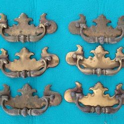 6 Vintage Drawer Pulls Handles