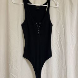 Forever 21 ribbed Bodysuit.  Sz small.  Black.  Henley style
