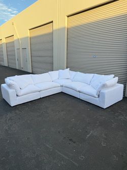Restoration Hardware White Linen Cloud Sofa