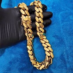Miami Cuban Link Gold Plated Chain High Quality Necklace 