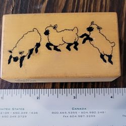 Counting Sheep Personal Stamp Exchange Wooden Rubber Stamp Nursery Craft Art Supply