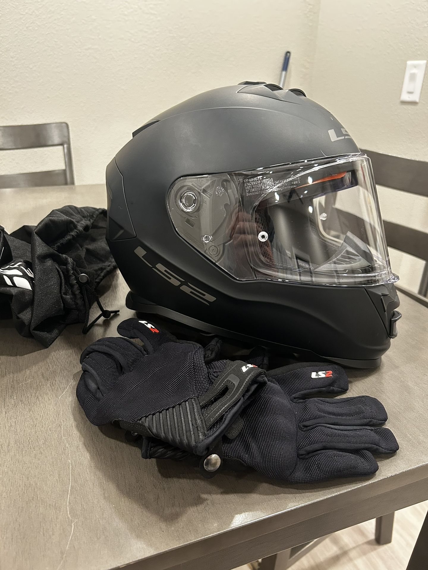LS2 Helmet Size M With Cardo Freecom 4x And Gloves S L