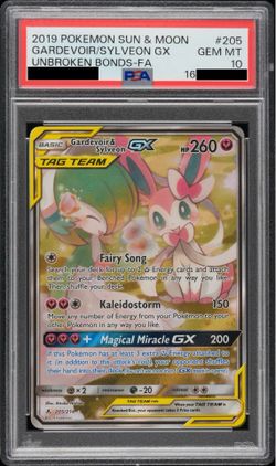 2019 POKEMON SUN & MOON UNBROKEN BONDS FULL ART/GARDEVOIR & SYLVEON GX PSA 10