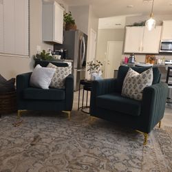 Beautiful Accent Green Chairs Set Of Two