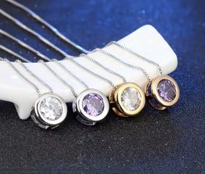 Austrian Zircon Pendant Necklace | Four Colors