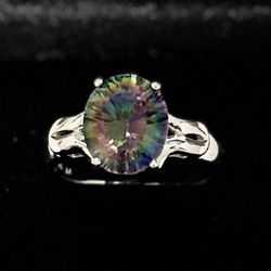 14 KT Mystic Topaz Ring  with Earrings 