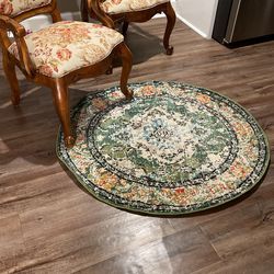 Brand New Safavieh Green And Orange Round Rug 4 Ft