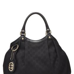 Authentic Gucci Black Canvas Bag Medium Size