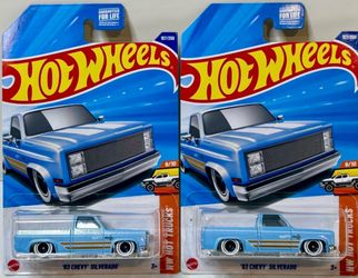 2025 Hot Wheels Light Blue '83 Chevy Silverado HW Hot Trucks 9/10 🔥LOT OF 2🔥
