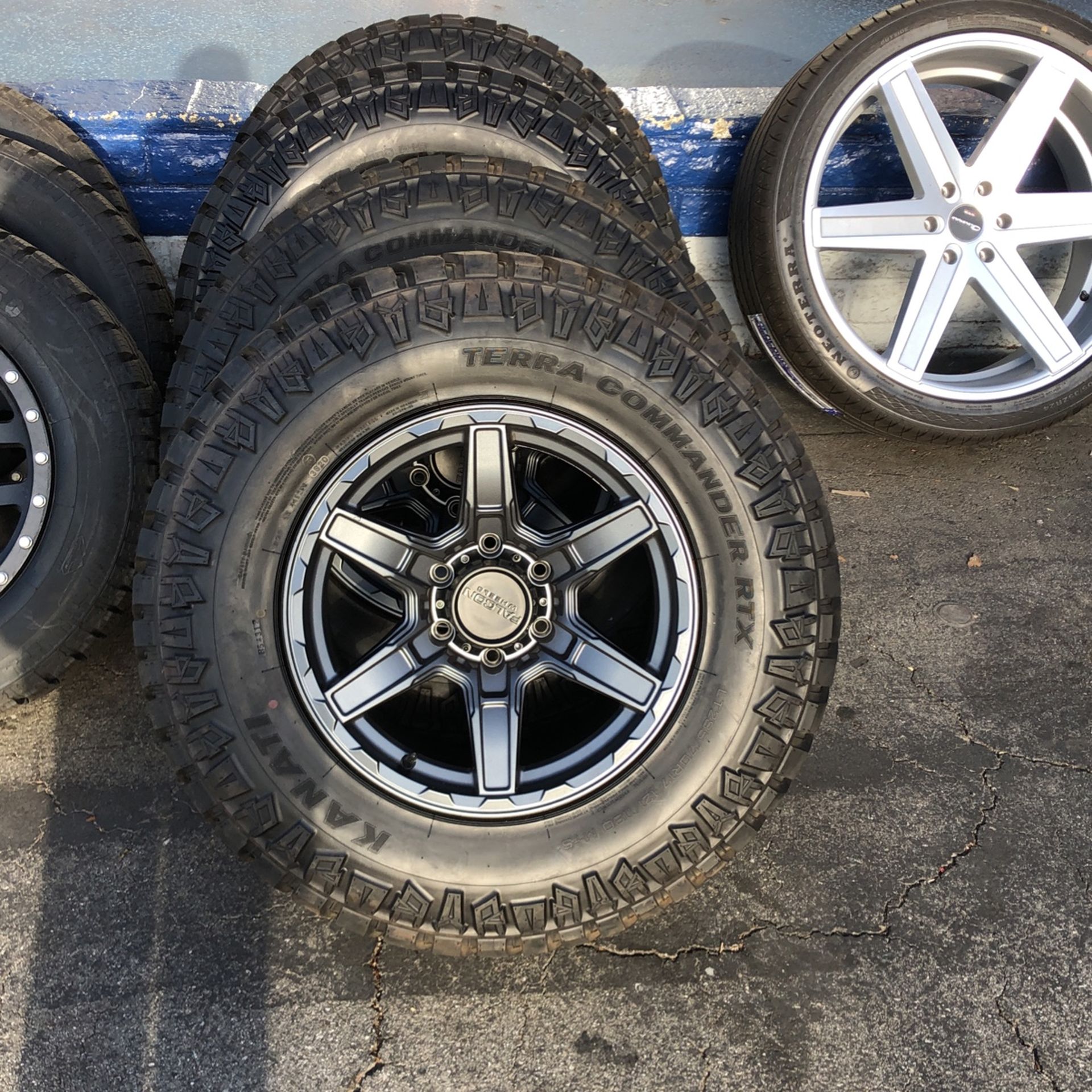 FALCON WHEELS AND RT TIRES 17 INCH