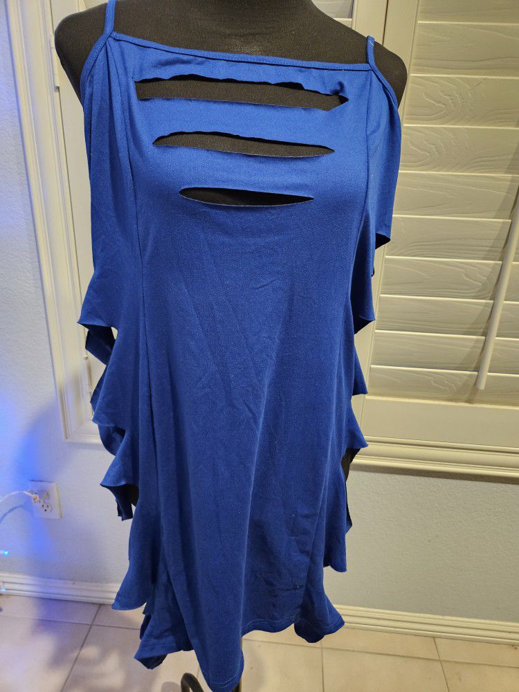 Royal Blue Laser Cutout Bodycon Dress