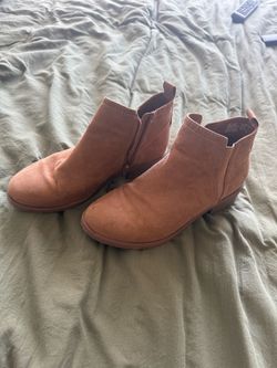 Brown Suede Ankle Boots with Side Zip