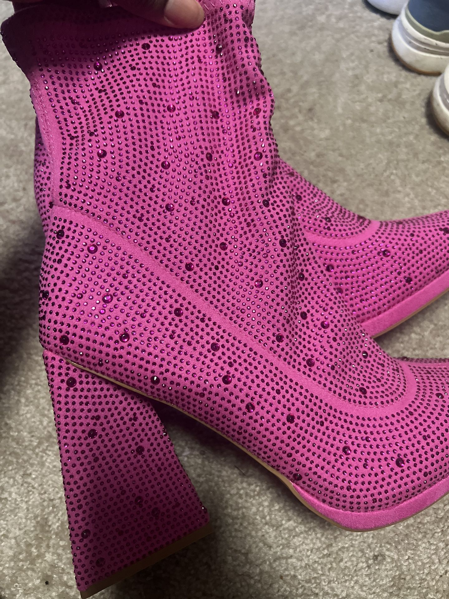 Pink thick Heeled Boots