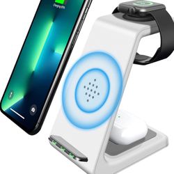Sunffice 3 in 1  Wireless Charging Station Dock Fast Charging for iWatch SE 6 5 4 3 2, iPhone 12/11/11 Pro/X/Xr/Xs/8 Plus