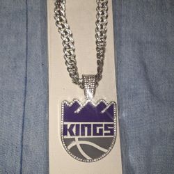 Sacramento Kings Iced Out Rhinestone Pendant Necklace