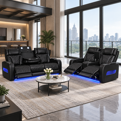 Brand New Elegant LED Leather Sofa Loveseat w/ Speakers