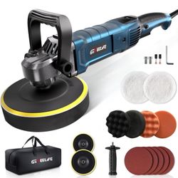 GEVEELIFE Buffer Polisher, 6 Inch/7 Inch 1600W Rotary Car Buffer Polisher Waxer, 7 Variable Speed 1000-3500 RPM, Detachable Handle for Car, Boat Sandi