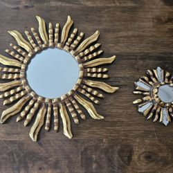 Sun Mirrors Gold Painted Wood Frames From Peru