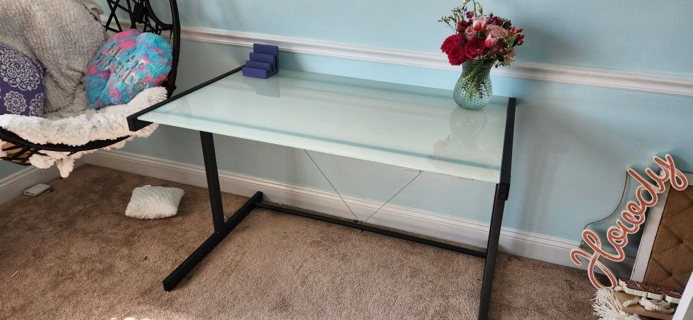 Glass Top Desk.  48 X 30 In