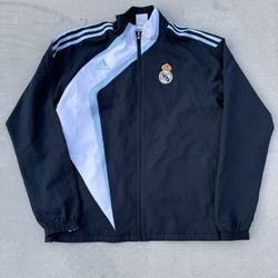 Blue Adidas Real Madrid windbreaker jacket Y2K size medium 