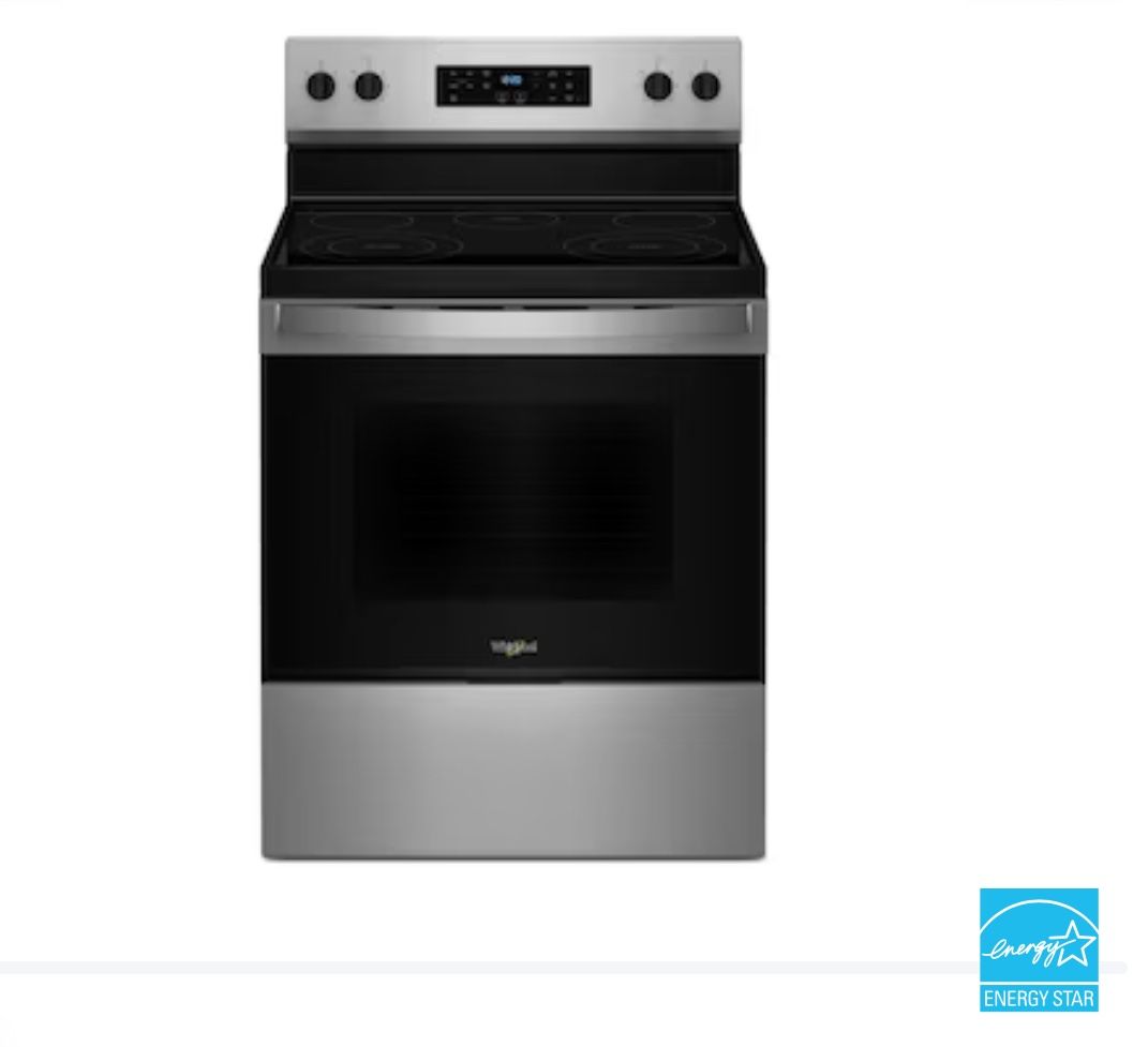 Whirlpool WFES3330RZ 30-in Glass Top 5 burners 5.3-cu ft Freestanding Electric Range