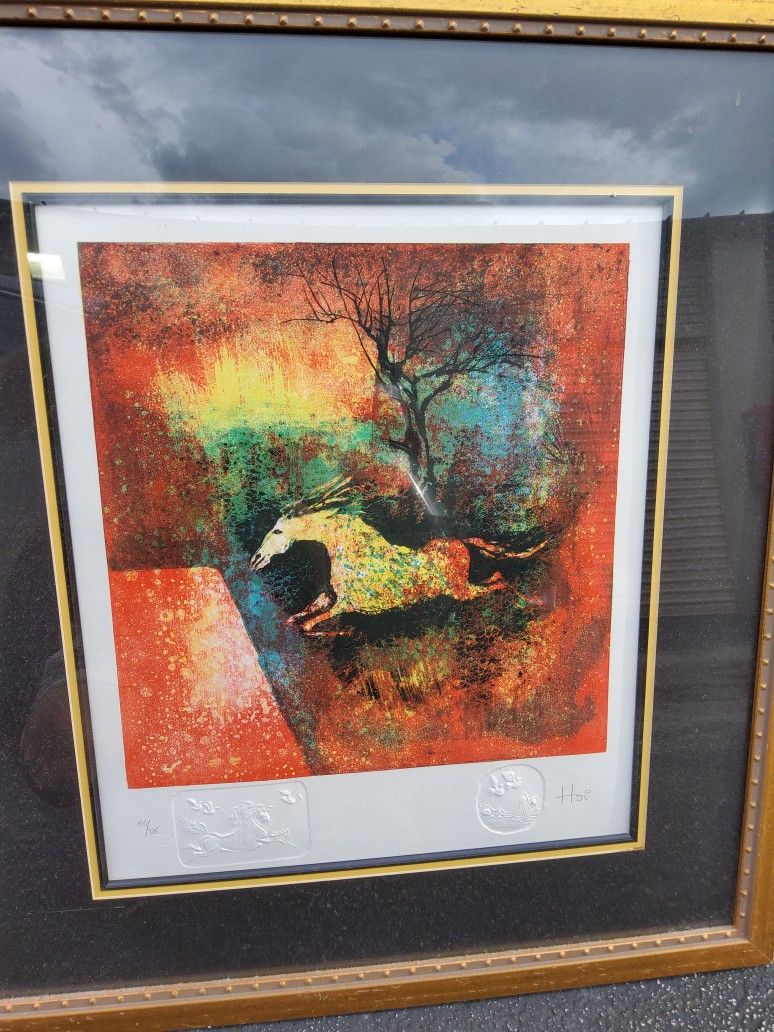 Lebadang Hoi "HORSE" hand Signed Limited Edition Lithograph With Intaglio 86/325