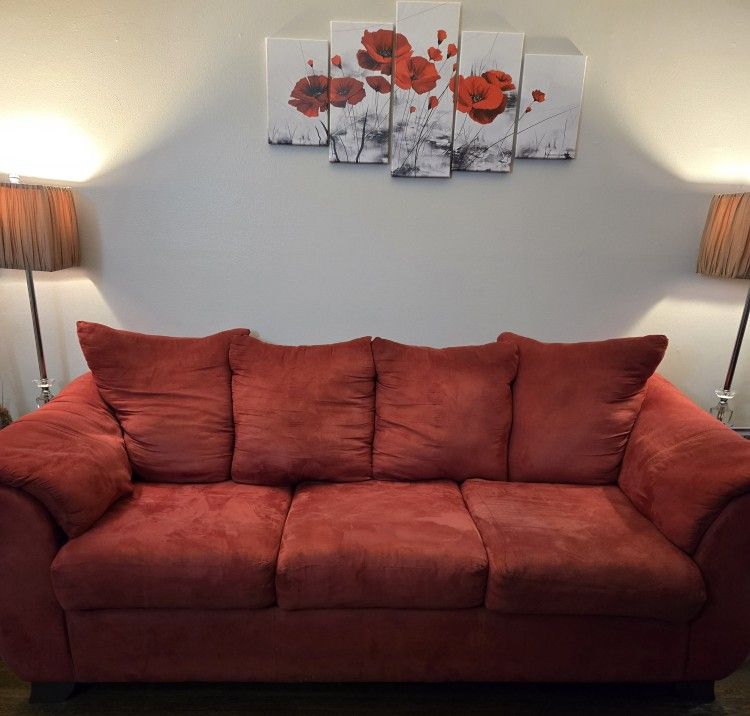 Red sofa & loveseat 
Moving Sale! 