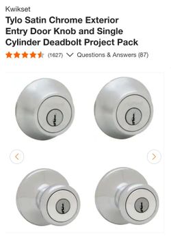 Kwikset
Tylo Satin Chrome Exterior Entry Door Knob and Single Cylinder Deadbolt Project Pack