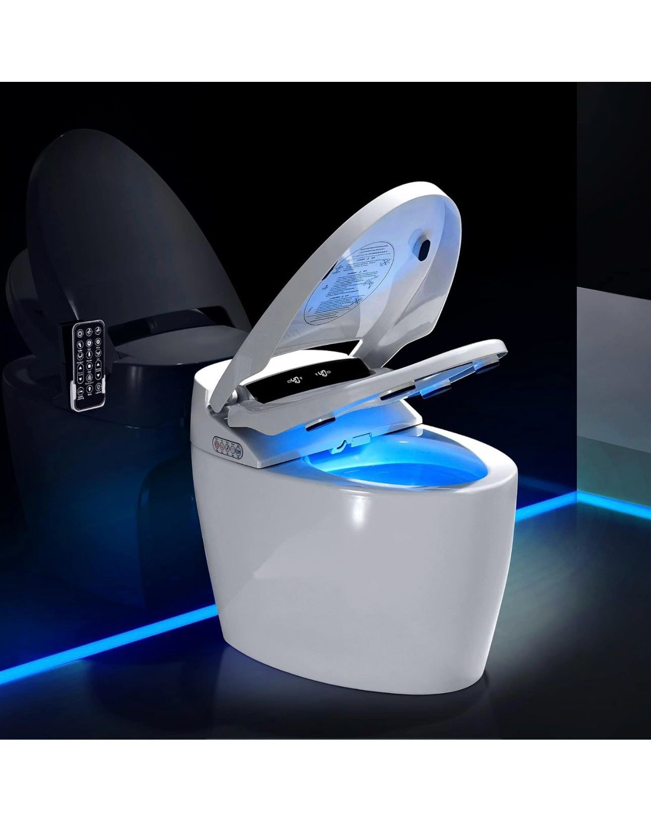 SUCXDZQ Smart Toilet One-Piece Bidet Toilet, Toilet Seat with Heating, Automatic Flush Toilet with Warm Water Nozzle Dryer for Bathroom