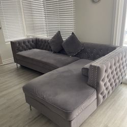 Grey Velvet Sectional Sofa