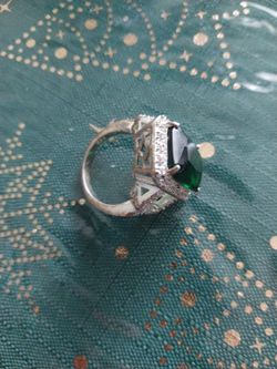 Silver Ring With Green Stone
