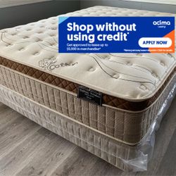 12in Queen Size Organic Cloud Comfort Europillow Top Mattress and Boxspring