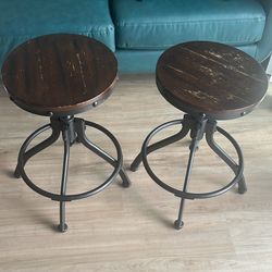 2 Brown Adjustable Bar Stools