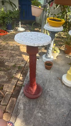 Homemade cement rustic patio table.