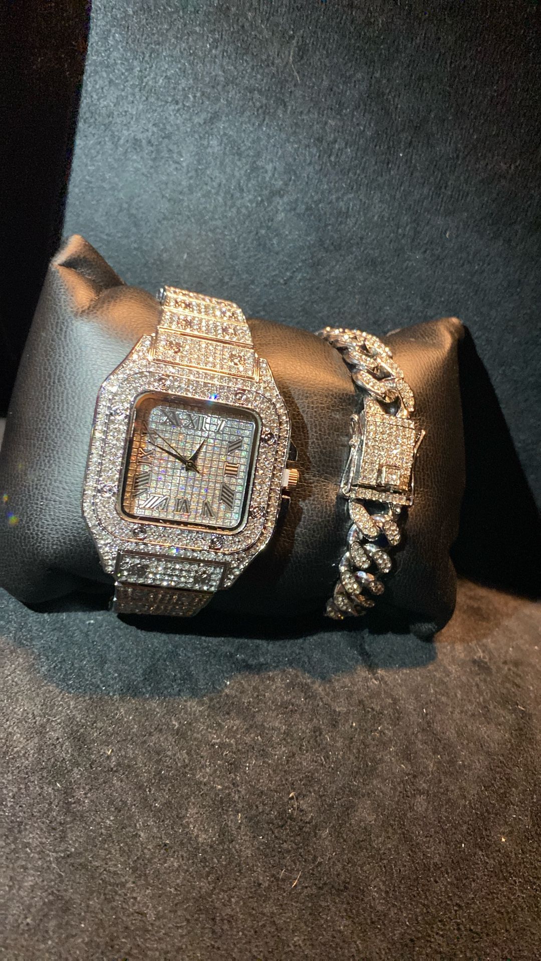 Lab Bracelet And Watch Set Shine Ice Resizable Links