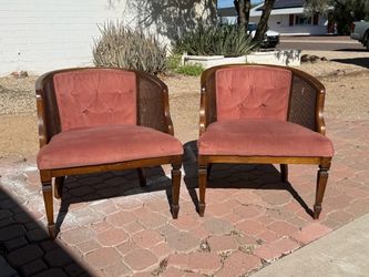 Vintage Barrel Back Cane Chairs