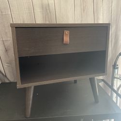 1-Drawer Brown Nightstand Sofa Side End Table Bedside Table 19 in. x 20 in. x 15.5 in.