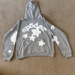 Sp5der Star Hoodie – Heather Gray / White Graphics