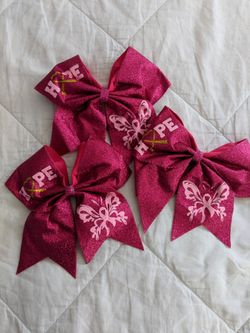 Breast cancer hair bows.