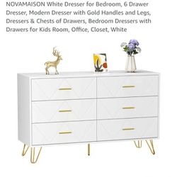 White And Gold Accented Dresser And Nightstands