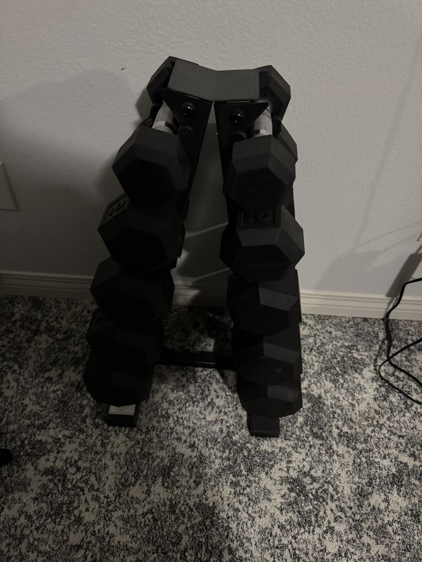 CAP Barbell Rubber Coated Dumbbell Weight Set with Vertical Rack | 100 lb, 150 lb, and 210 lb Options