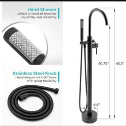 Akdy Freestanding Floor Mount Tub Filler TF0042 Matte Black