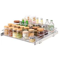 58#21.5"Wx21"Dx3.5"H Pull Out Cabinet Organizer, Heavy Duty Slide Out Pantry Shelves, Steel Roll Out Drawers, Sliding Drawer Storage for Home Under Si
